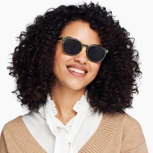 WARBY PARKER Toddy Green Sunglasses, Round Frames, Color is “Seaweed Crystal”